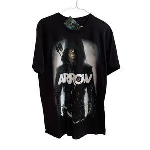 Arrow John Creighton Black Crewneck T Shirt Superhero DC Comics TV NEW